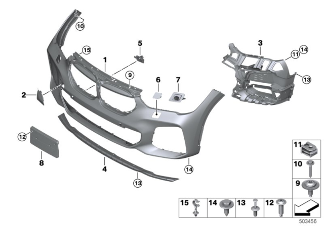 2020 BMW X1 TRIM PANEL, BUMPER, FRONT Diagram for 51119883764