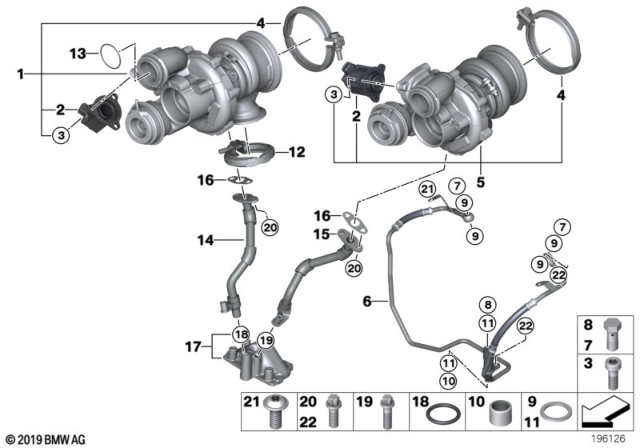 2012 BMW 550i Turbo Charger With Lubrication Diagram 1