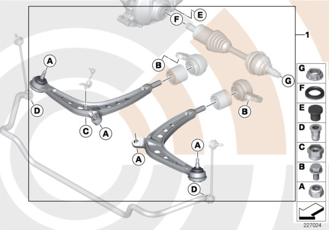 2004 BMW 330xi Service Kit Control Arm / Value Line Diagram