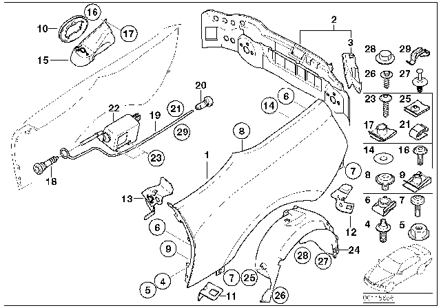 2003 BMW Z4 Side Panel / Tail Trim Diagram