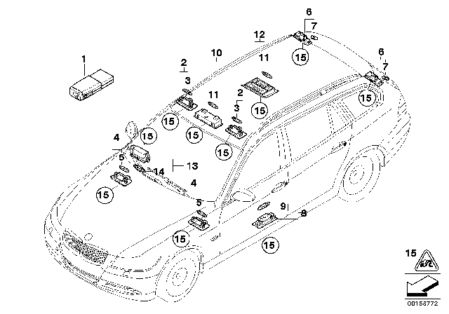 2011 BMW 328i Interior Reading Light, Rear Diagram for 63319201506