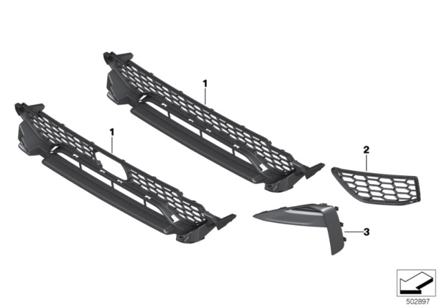 2020 BMW X3 M GRILL, CENTER LOWER Diagram for 51118065190