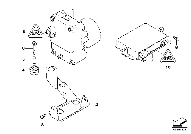 1995 BMW 740i ABS Hydro Unit / Control Unit / Support Diagram