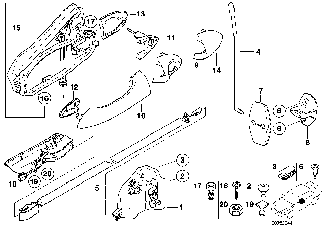 2003 BMW X5 Handle Bracket Base, Left Diagram for 51218243629