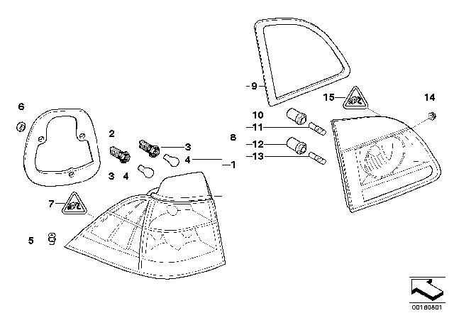 2009 BMW 535i xDrive Gasket, Rear Light, Trunk Lid, Right Diagram for 63217186766