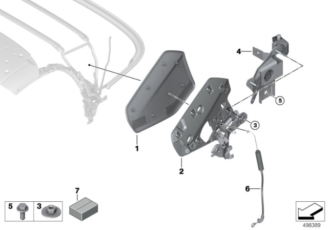 2019 BMW Z4 Convertible Top Component - Lid Mechanism Diagram