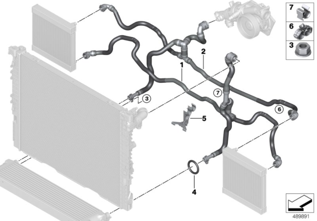 2019 BMW M850i xDrive Cooling System - Displaced Radiator Diagram 1