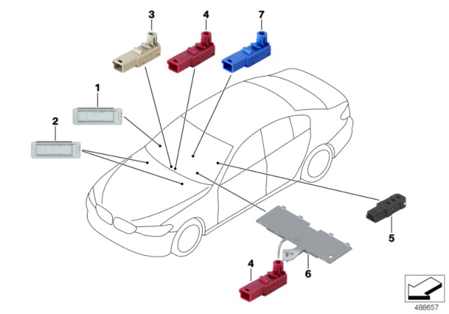 2020 BMW 530e Interior Lights Diagram 2