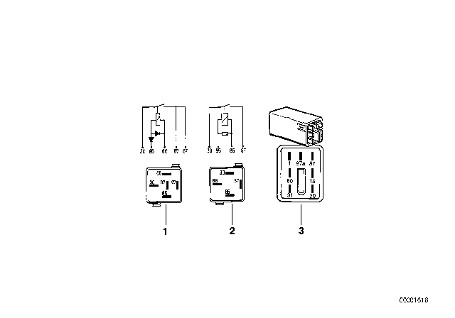 1994 BMW 325i Relay, Motor Diagram 1