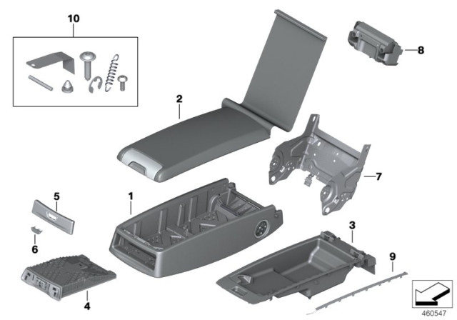 2020 BMW 740i Armrest Lower Leather Diagram for 52207440443