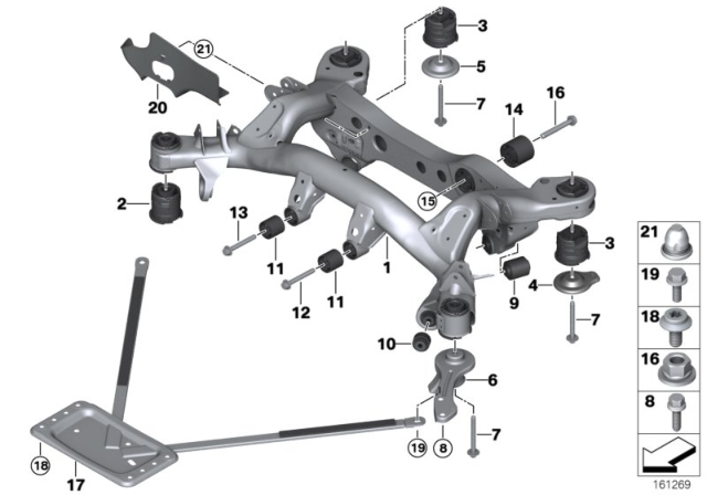 2009 BMW 328i xDrive Rear Axle Carrier Diagram