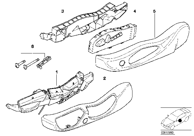 2001 BMW 325i Single Parts Of Front Seat Controls Diagram 2