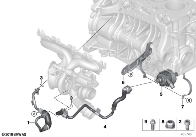 2020 BMW 230i Cooling System, Turbocharger Diagram