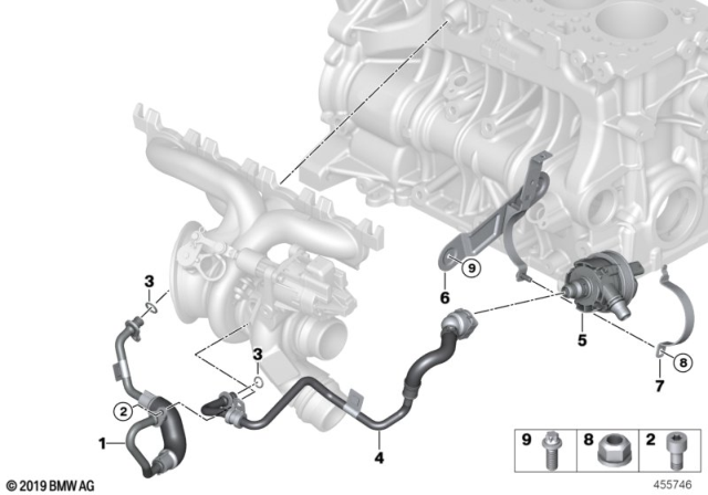 2019 BMW 530i xDrive Cooling System, Turbocharger Diagram