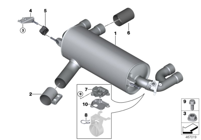 2017 BMW M2 Tailpipe Trim, Chrome Diagram for 18107853945