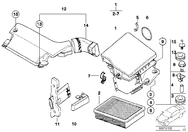 2005 BMW 325i Intake Silencer / Filter Cartridge Diagram