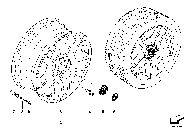 2001 BMW X5 BMW LA Wheel, V-Spoke Diagram 1