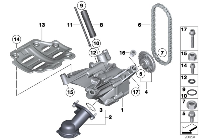 2011 BMW 760Li Lubrication System / Oil Pump With Drive Diagram