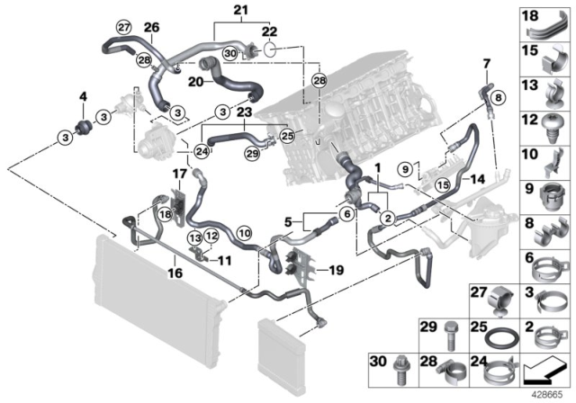 thumbnail image 2 of Upper Radiator Hose With Vent Hose For BMW F07 F10 F12 F13 535i 640i (17127580957) 2 of 3