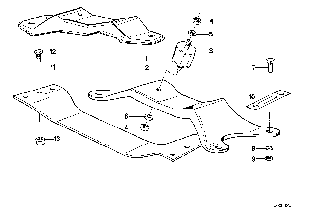1985 BMW 318i Transmission Mount Diagram for 24711128582