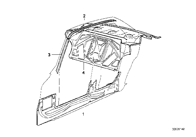 1992 BMW 750iL Body-Side Frame / Partition Diagram