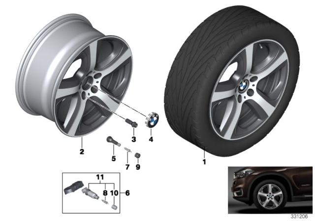 2018 BMW X6 BMW LA Wheel, Star Spoke Diagram 1