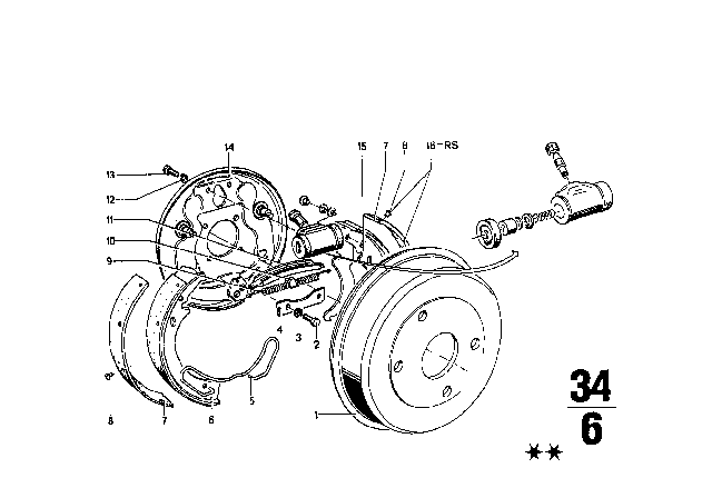 1973 BMW 2002 Rear Wheel Brake, Drum Brake Diagram 4