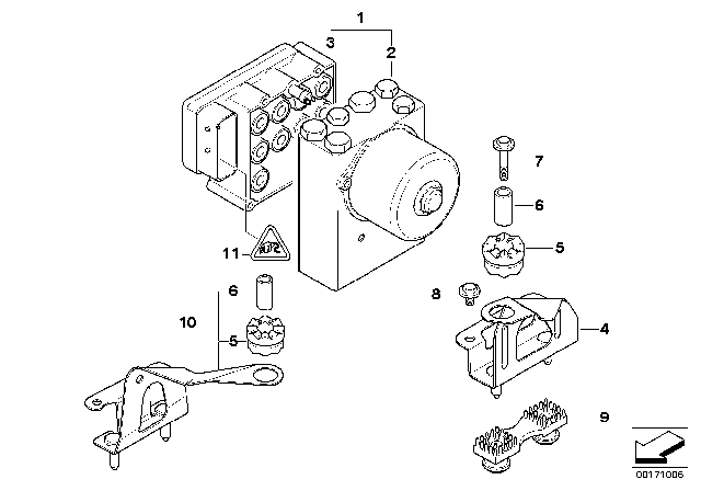 2000 BMW 323i ASC Hydro Unit / Control Unit / Support Diagram