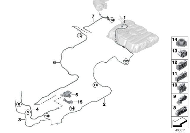 2018 BMW 530e xDrive Fuel Pipe And Mounting Parts Diagram