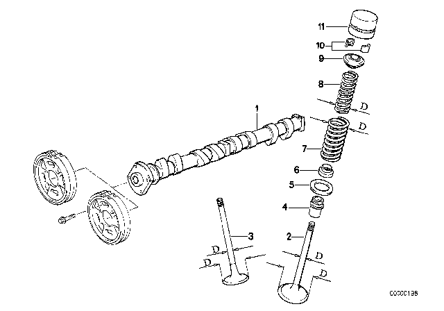 1995 BMW 318i Valve Timing Gear, Camshaft Diagram 1