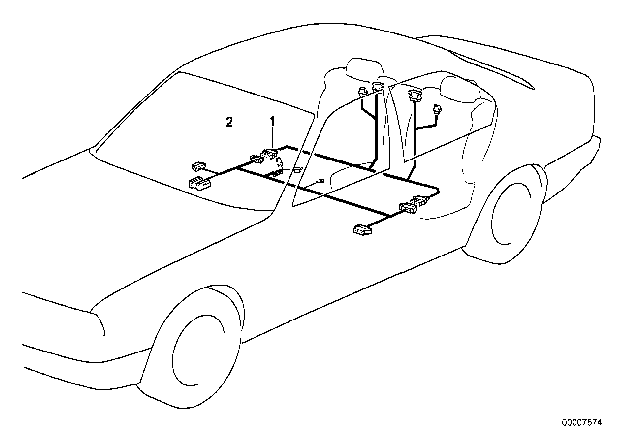 1995 BMW 540i Wiring For Rear Heatable Seat/Head Rest Diagram for 61108366805