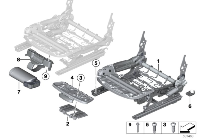 2014 BMW 328i Seat, Front, Seat Frame Diagram 2