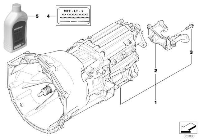 2012 BMW M3 Stick-On Label, Transmission Oil Diagram for 23007533514