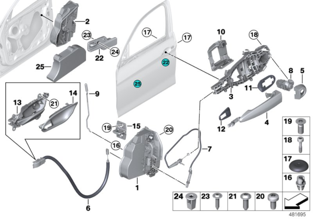 2017 BMW 230i xDrive Operating Rod, Door Front Left Diagram for 51217268701