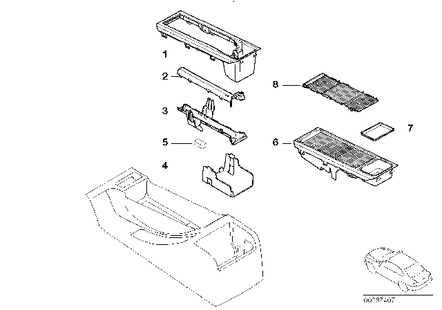 2006 BMW 325Ci Storing Partition Mounting Parts / Telephone Diagram