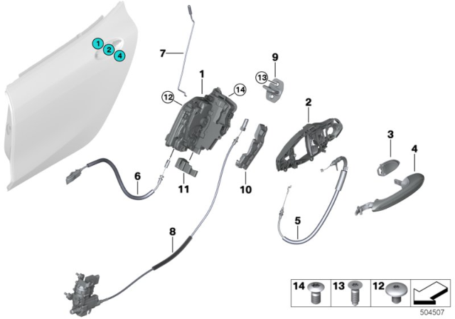 2020 BMW M8 BOWDEN CABLE, OUTSIDE DOOR H Diagram for 51227428529