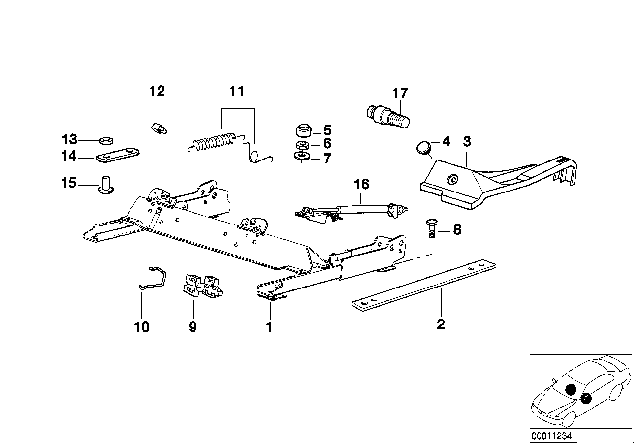 1997 BMW 318ti Exterior Left Seat Rail Cover Diagram for 52108130389