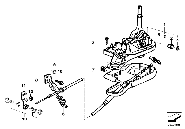 1997 BMW 750iL Gear Shift Parts, Automatic Gearbox Diagram