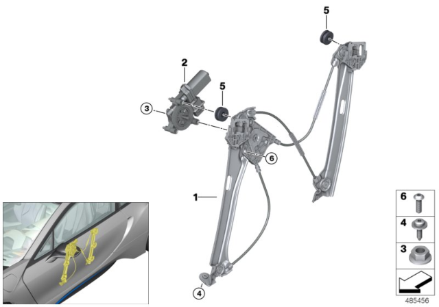 2015 BMW i8 Front Right Window Regulator Diagram for 51337401658