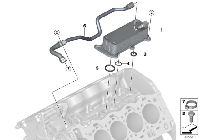 2019 BMW 750i xDrive Oil-To-Water Heat Exchanger Diagram