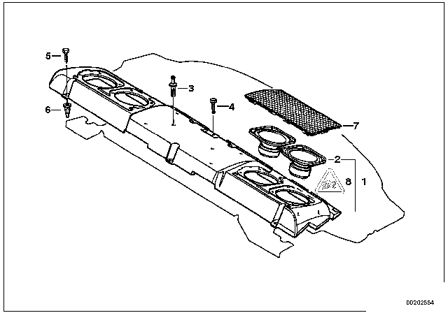 2000 BMW 750iL Single Parts Subwoofer box Top-HIFI System Diagram