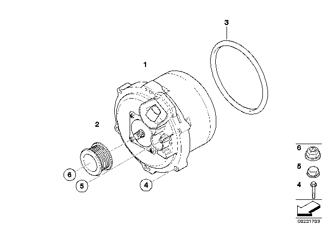 2003 BMW 540i Generator, Water-Cooled Diagram