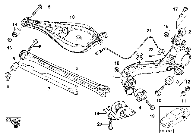 2005 BMW 325i Rear Axle Support / Wheel Suspension Diagram