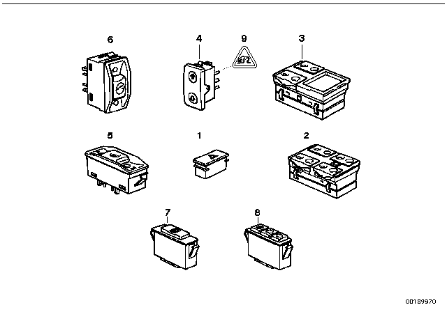 1990 BMW 525i Various Switches Diagram 1