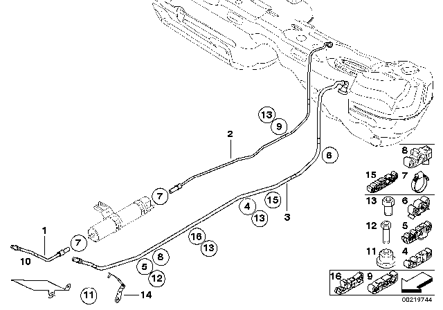 2010 BMW 335d Fuel Pipes / Mounting Parts Diagram