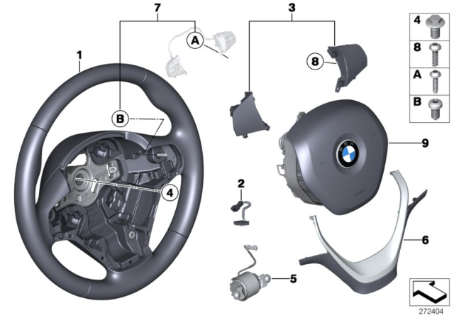 2015 BMW 228i xDrive Airbag Sports Steering Wheel Diagram 1