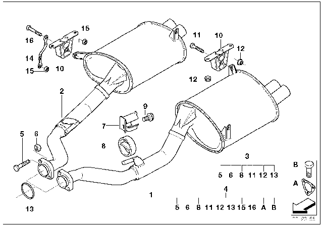 2000 BMW Z3 M Set Of Add-On Parts, Silencer Diagram for 18210151441