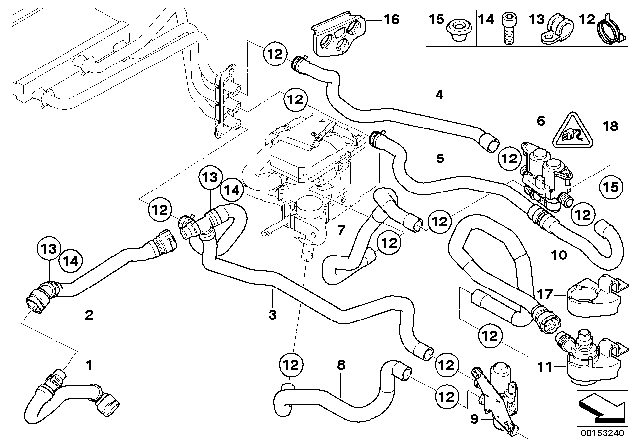 2004 BMW 545i Independent Heating Water Valves Diagram