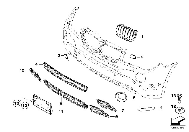 2008 BMW X3 Open Grid, Left Diagram for 51113416207