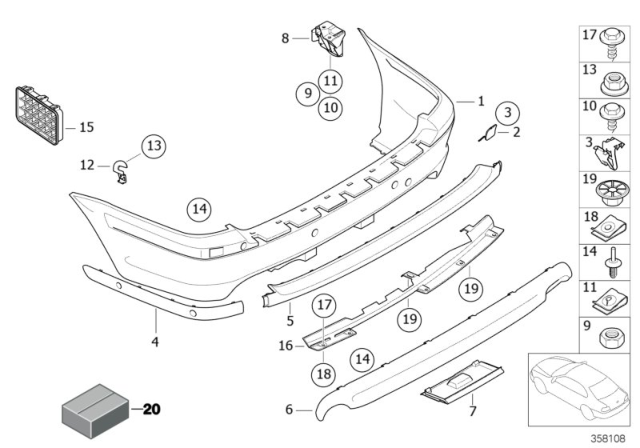 2002 BMW 325xi M Trim Panel, Rear Diagram